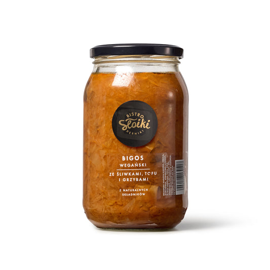 Bigos wegański ze śliwkami, tofu i grzybami