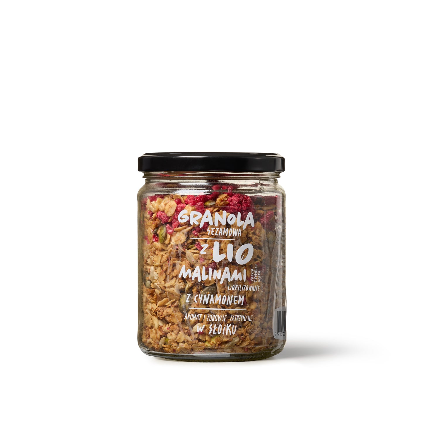 Granola sezamowa z malinami